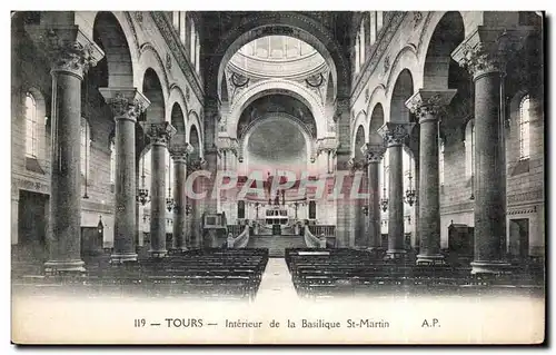 Cartes postales Tours Interieur de la Basilique St Martin