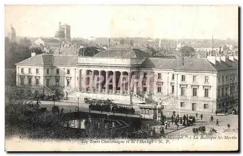 Cartes postales Tours Les Tours Charlemagne et de l Horloge Tramway