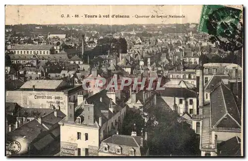 Cartes postales Tours a Vel d eiseau Quartier de La rue Nationale