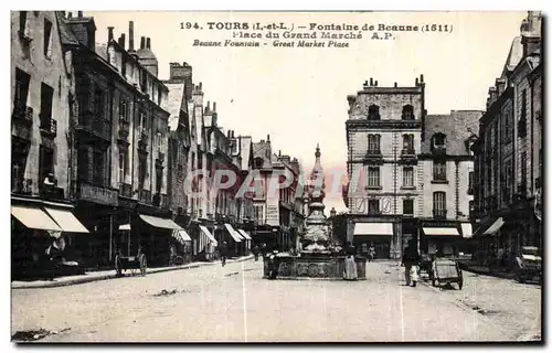 Cartes postales Tours Fontaine de Beaune Place du Grand Marche Beaune Founian Great Market Place