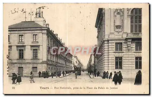 Cartes postales Tours Rue Nationale prise de la Place du Palais de Justice