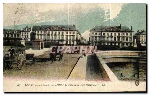 Cartes postales Tours Le Musee L Hotel de Ville et la Rue Nationale