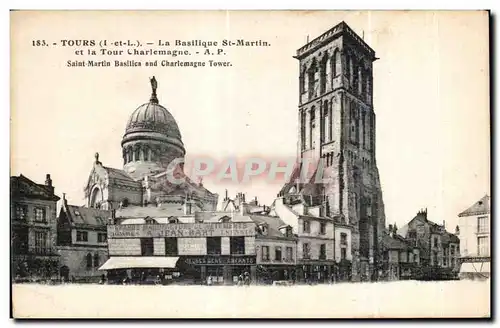 Cartes postales Tours La Basilique St Martin et la Tour Charlemagne Saint Martin Basilica and Charlemagne Tower