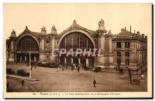 Ansichtskarte AK Tours La Gare Monumentale de la Compagnie d Orleans