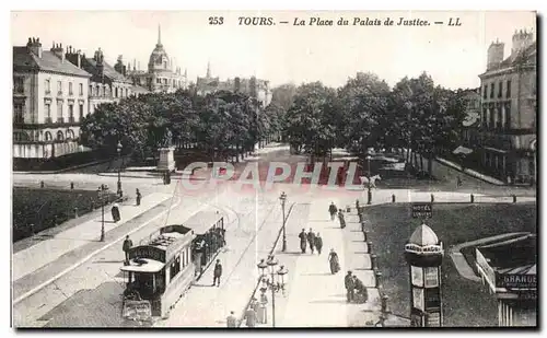 Ansichtskarte AK Tours La Place du Palais de Justice Tramway