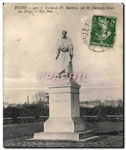 Ansichtskarte AK Tours Statue de Fr Rabelais par H Dumaige (Place des Arts) ND Phot