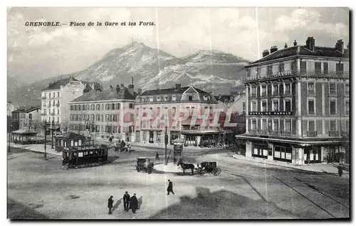 Cartes postales Grenoble Place de la Gare et les Forts