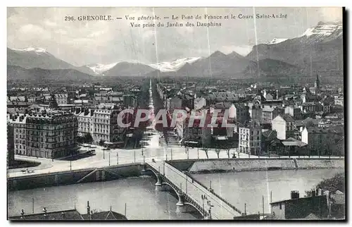 Cartes postales Grenoble Vue Generale Le Pont de France et le Cours Saint Andre Vue prise du Jardin des Dauphins