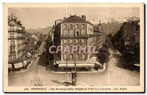 Cartes postales Grenoble Les Avenues Felix Viallet et d Alsace Lorraine Les Alpes