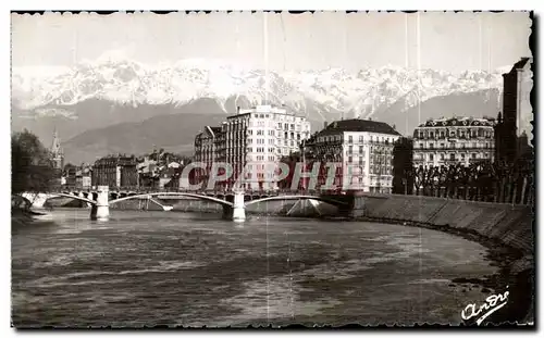 Cartes postales Grenoble Pont de la Porte de France et les Alpes