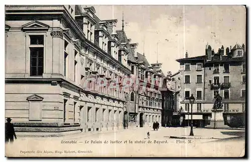 Cartes postales Grenoble La Palais de Justice et la Statue de Bayard