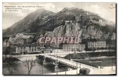 Cartes postales Grenoble Pont De La Porte De France Jardin Du Dauphin Et Les Forts