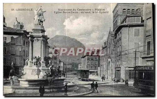 Cartes postales Grenoble Monument du Centenaire Place Eglise Notre Dame au fond le St Eynard