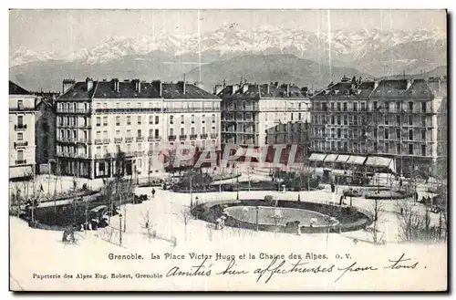 Cartes postales Grenoble La Place Victor Hugo et la Chaine des Alpes