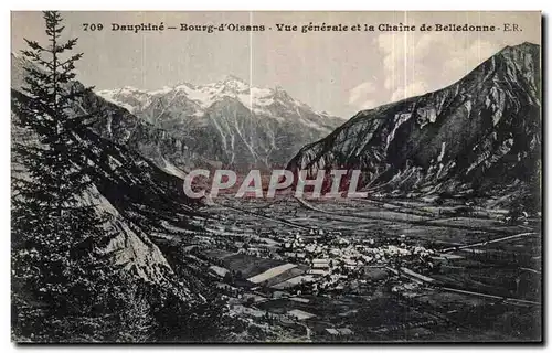 Cartes postales Dauphine Bourg d Oisans Vue generale et la Chaine de Belledonne