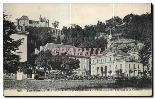 Ansichtskarte AK Environs de Grenoble Uriage Les Bains I Etablissement Thermal et le Chateau