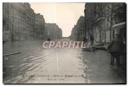 Cartes postales Paris Inonde Crue de la Seine Janvier 1910 Rue de Lyon