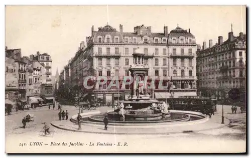 Ansichtskarte AK Lyon Place des Jacobins La Fontaine Tramway