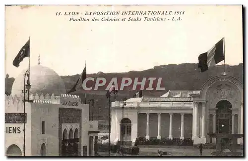 Cartes postales Lyon Exposition international 1914 Pavillon des Colonies et Souks Tunisiens