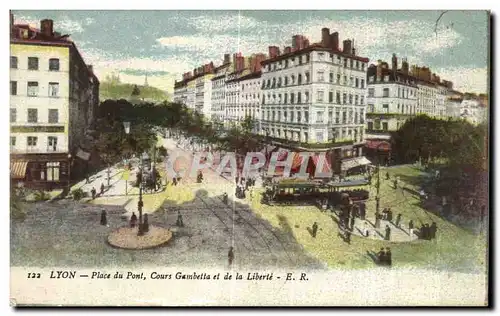 Ansichtskarte AK Lyon Place du Pont Cours Gambetta et de La Liberte