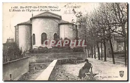 Cartes postales Lyon Ste Foy les L Abside de L Eglise et Avenue Valioud