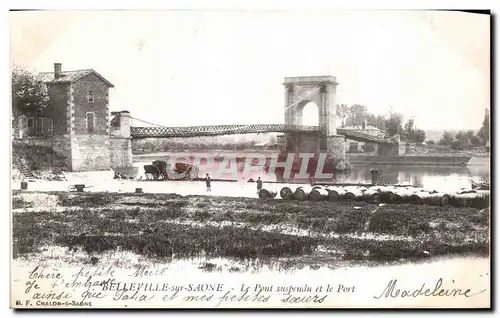 Cartes postales Belleville sur Saone Le Pont Suspendu et le Port