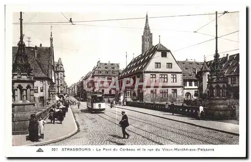 Cartes postales Strasbourg Le Pont du Corbeau et la rue du Vieux Marche aux Poissons