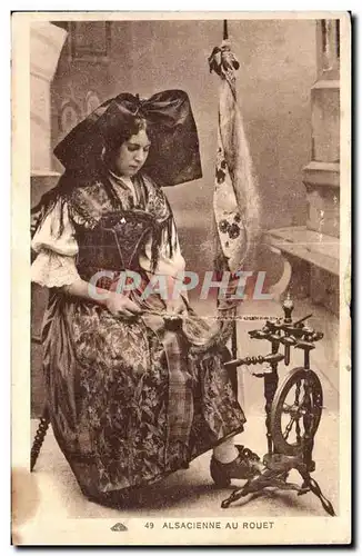 Cartes postales Alsacienne Au Rouet Folklore Costume