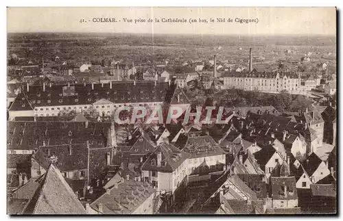 Ansichtskarte AK Colmar Vue Prise de la Cathedrale en bas le nid de cigognes