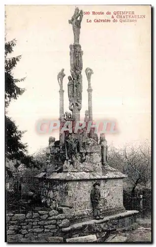 Ansichtskarte AK Route de Quimper a Chateaulin le Calvaire de Quilinen