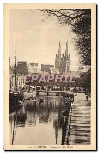 Ansichtskarte AK Quimper Perspective des Quais Bateau