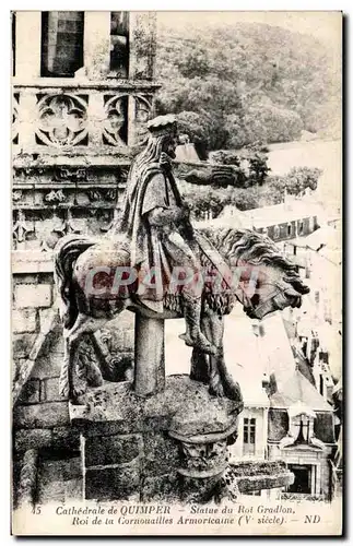 Cartes postales Cathedrale de Quimper Statue du Roi Gradlon Cheval Horse