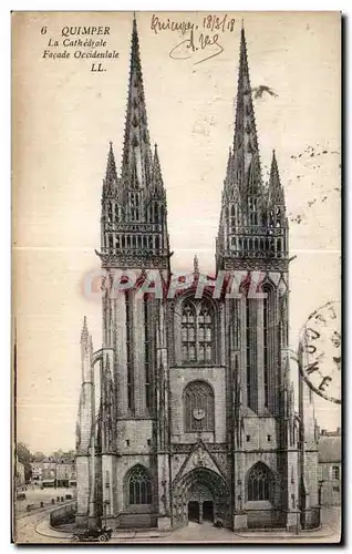 Ansichtskarte AK Quimper La Cathedrale Facade Occidentale