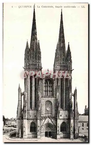 Ansichtskarte AK Quimper La Cathedrale Facade Occidentale