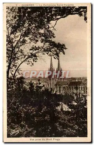 Ansichtskarte AK Quimper La Cathedrale Saint Corentin Vue prise du Mont Frugy