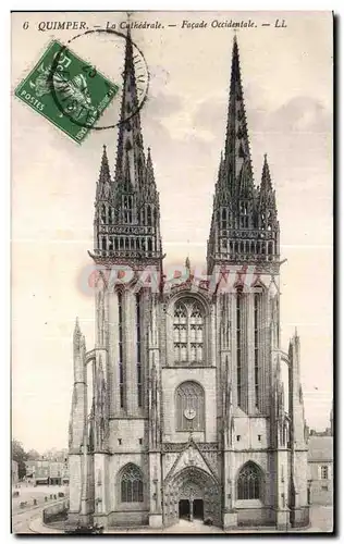 Ansichtskarte AK Quimper La Cathedrale Facade Occidentale