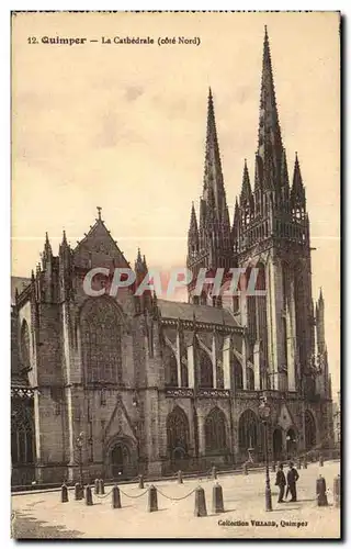 Ansichtskarte AK Quimper La Cathedrale Cote Nord