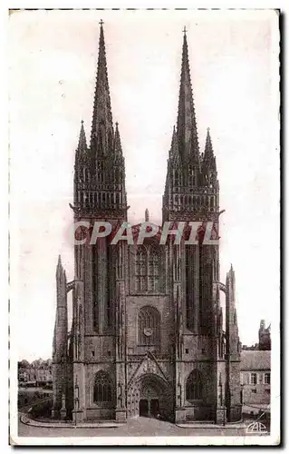 Ansichtskarte AK Quimper La Cathedrale Facade Occidentale