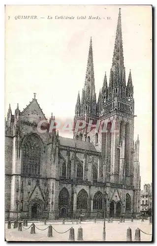 Ansichtskarte AK Quimper La Cathedrale Cote Nord