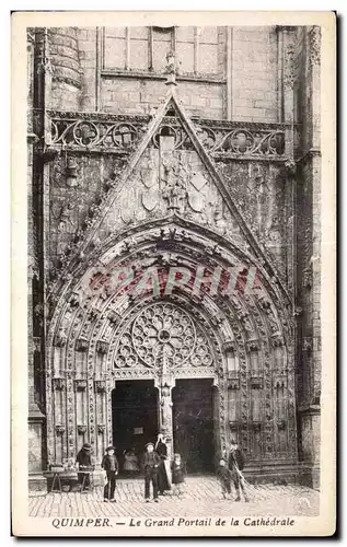 Cartes postales Quimper Le Grand Portail de la Cathedrale Enfants