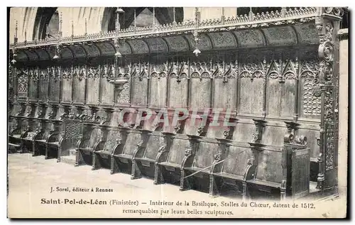 Ansichtskarte AK Saint Pol de Leon Finistere Interieur de la Basilique Stalles du Choeur