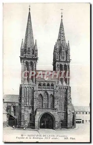 Cartes postales Saint Pol de Leon Finistere Facade de La Basilique