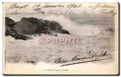 Cartes postales Etude de lame et ressac Vagues