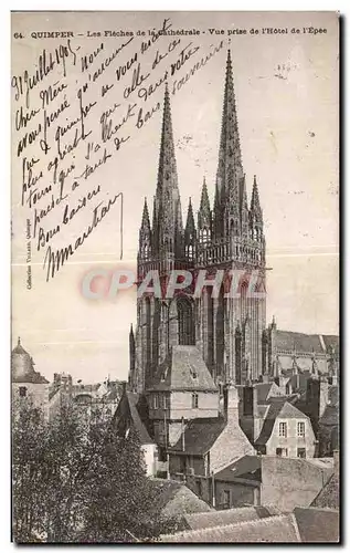 Ansichtskarte AK Quimper Les Fleches la Cathedrale Vue prise de l hotel de l epee