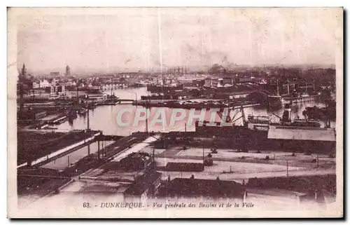 Cartes postales Dunkerque Vue generale des Bassins et de la Ville