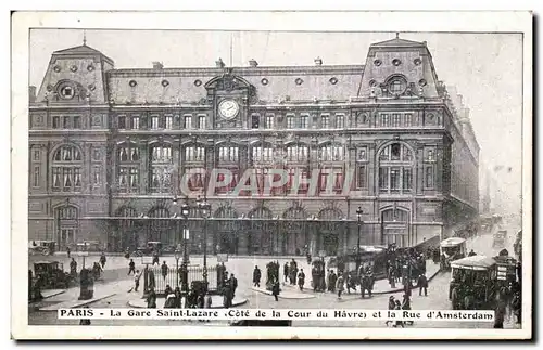 Cartes postales Paris La Gare Saint Lazare Cote de la Cour du Havre et la Rue d Amsterdam