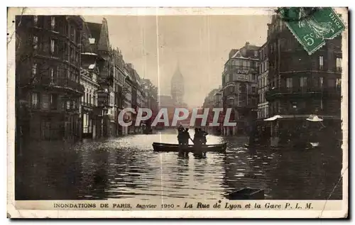 Cartes postales Inondations de Paris Janvier 1910 La rue de Lyon et la Gare PLM