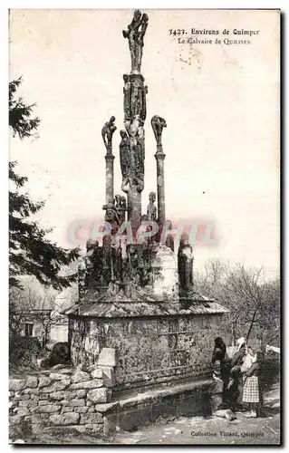 Ansichtskarte AK Environs de Quimper le Calvaire de Quilinen Folklore Costume