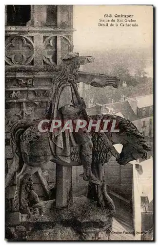 Cartes postales Quimper Statue du Gralon Detail de la Cathedrale Cheval Horse