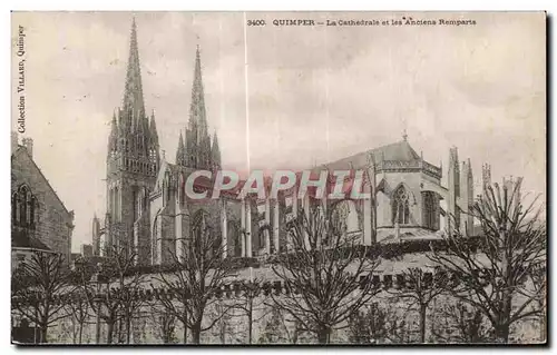 Ansichtskarte AK Quimper La Cathedrale et les Anciens Remparts